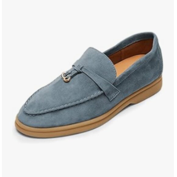Milooey Steel Blue Round Toe Loafers Slip On Moccasins Driving Penny Loafers - Picture 1 of 8